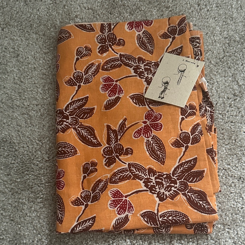 Cost Plus World Market Floral Orange Hair Scarf